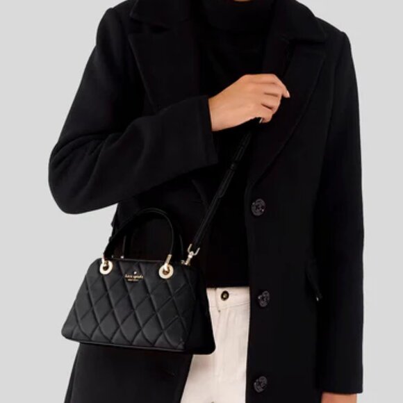NWT ✅ Kate Spade CAREY ~ Small Quilted Sullivan Satchel K1489 ~ BLACK ✨ NWT - Picture 6 of 12
